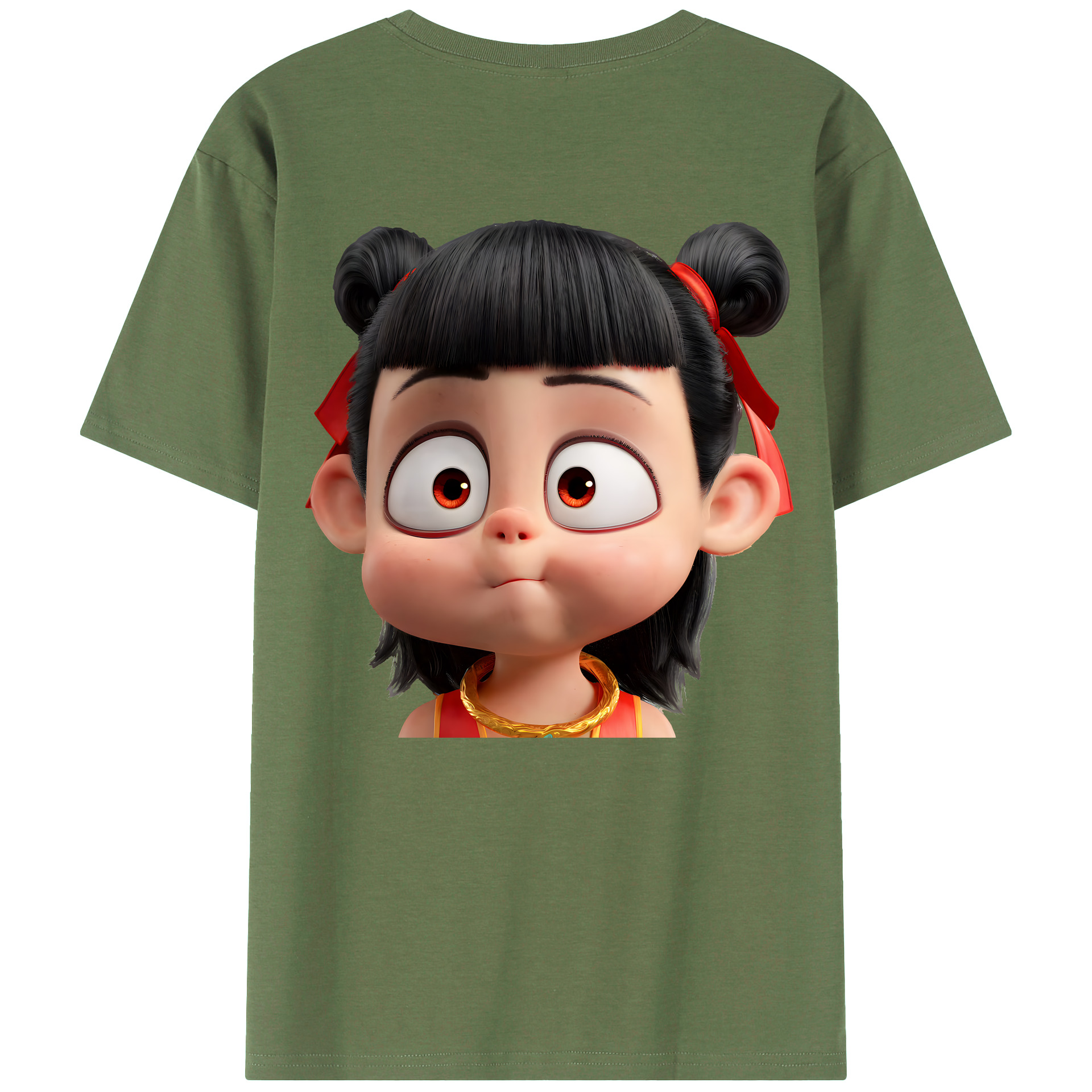 （画像用） Ne Zha 2 ナタ 魔童の大暴れ 綿100％ メンズ半袖Tシャツ（バックプリント） 通気性
